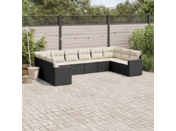 Vidaxl 10 Pcs Conjunto Sofás De Jardim C/ Almofadões Vime Pe Preto