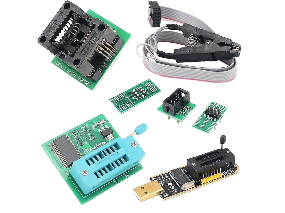 Ch341a Bios Usb Programmer Sop8 Dip8 1.8v Conversão Socket 8 Pinos Teste Clamp Set Para Ou Placa Mãe Aquaforge