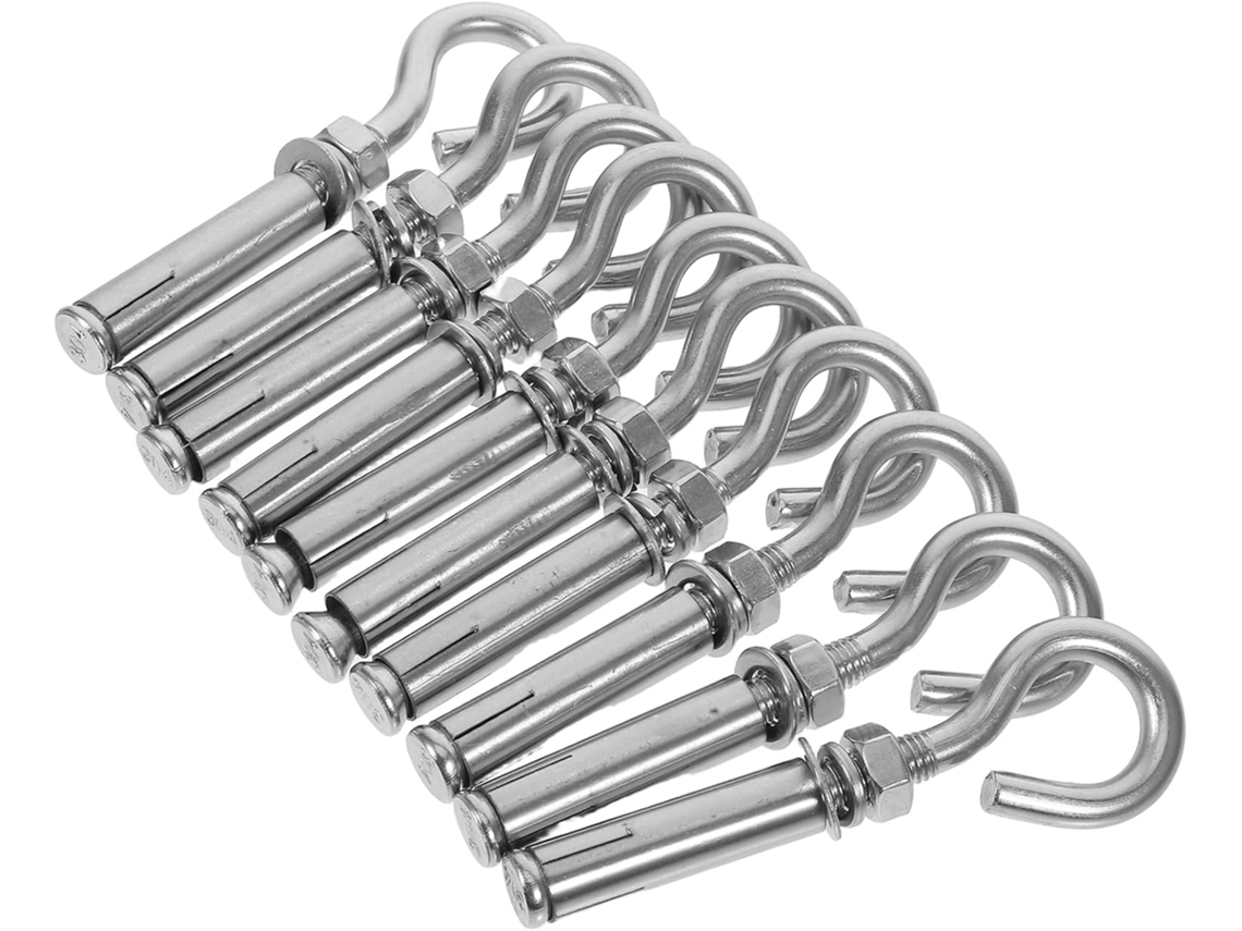 Conjunto De 10 Ganchos Giratórios De Aço Inoxidável Com Parafusos De Expansão Reforçados.