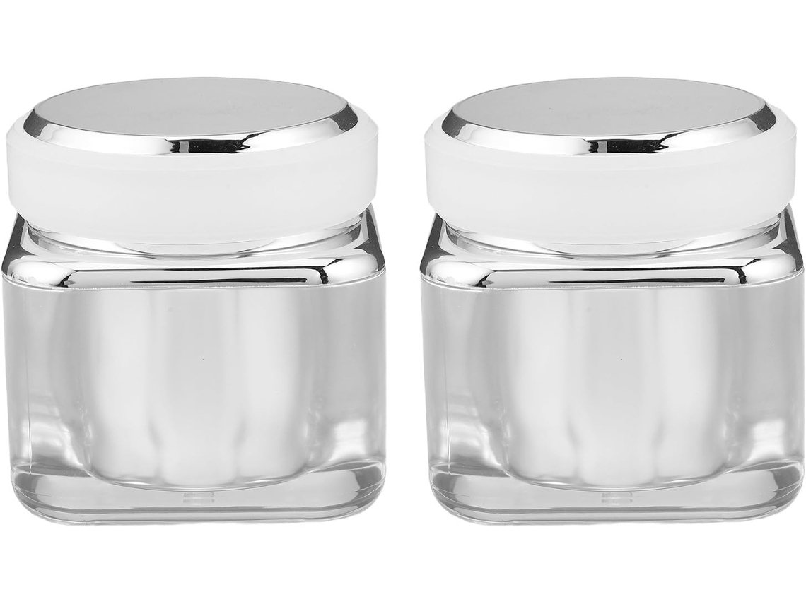 Conjunto De 2 Potes Cosméticos De Acrílico Com Tampas, Ideais Para Cremes.
