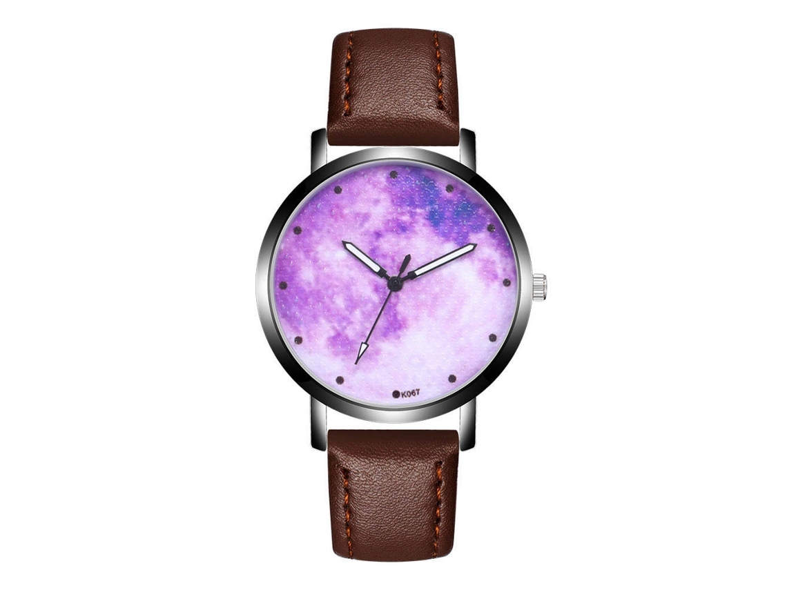Reloj De Pulsera De Cuero Café Oscuro De Moda Ocio Analógico Cuarzo Dial Redondo Para Hombres