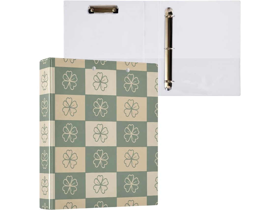 Pasta de 3 Argolas para Papel Tamanho Carta , Trevo São Patrício, Organizador Redondas com Pra (27,9 X 21,6 Cm)
