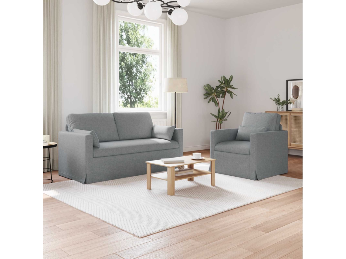 Vidaxl Conjunto De Sofás 2 Pcs Cinzento-claro 158 X 78 X 80 Cm Tecido
