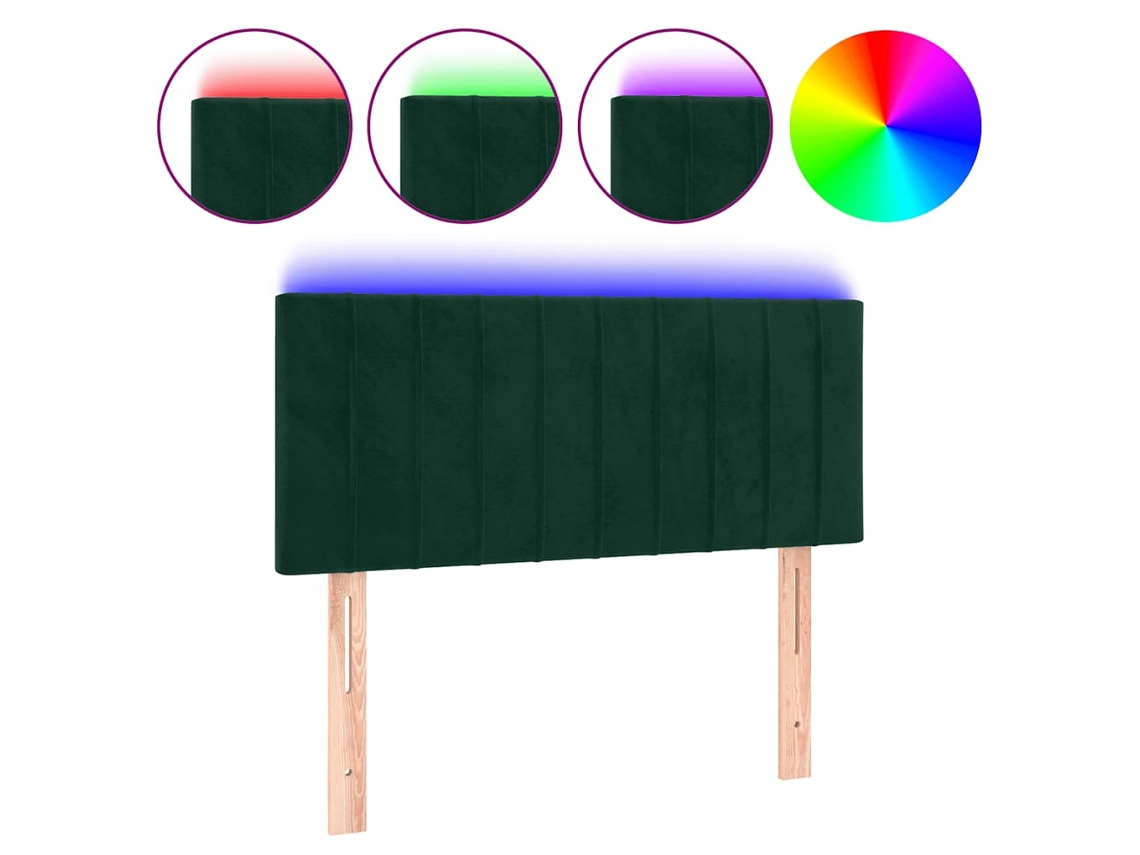 Cabeceira de Cama com Luzes Led Veludo Verde Escuro MAISON EXCLUSIVE (90x5x78 cm)