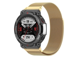 Pulseira de substituição para relógio inteligente Huami Amazfit T-Rex 2, pulseira de aço inoxidável com laço milanês, cor dourada Ly Ebike