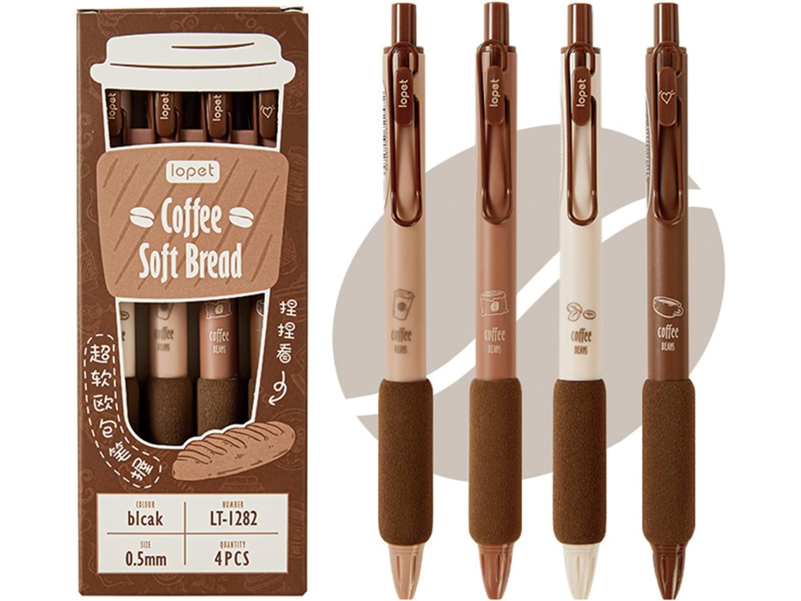 Kit Com 4 Canetas De Tinta Gel Mozxirz, Retráteis, Caneta Fofa, Ponta