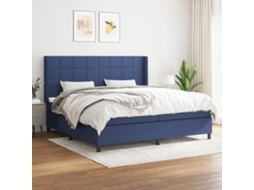 Vidaxl Cama Com Molas/colchão 200x200 Cm Tecido Azul