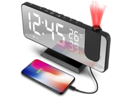 VYLARA Despertador Com Projeção Essential, Dimmer Automático Para Visualização Confortável, Alarmes Duplos Com Soneca Personalizável, Ideal Para Quem Tem Son