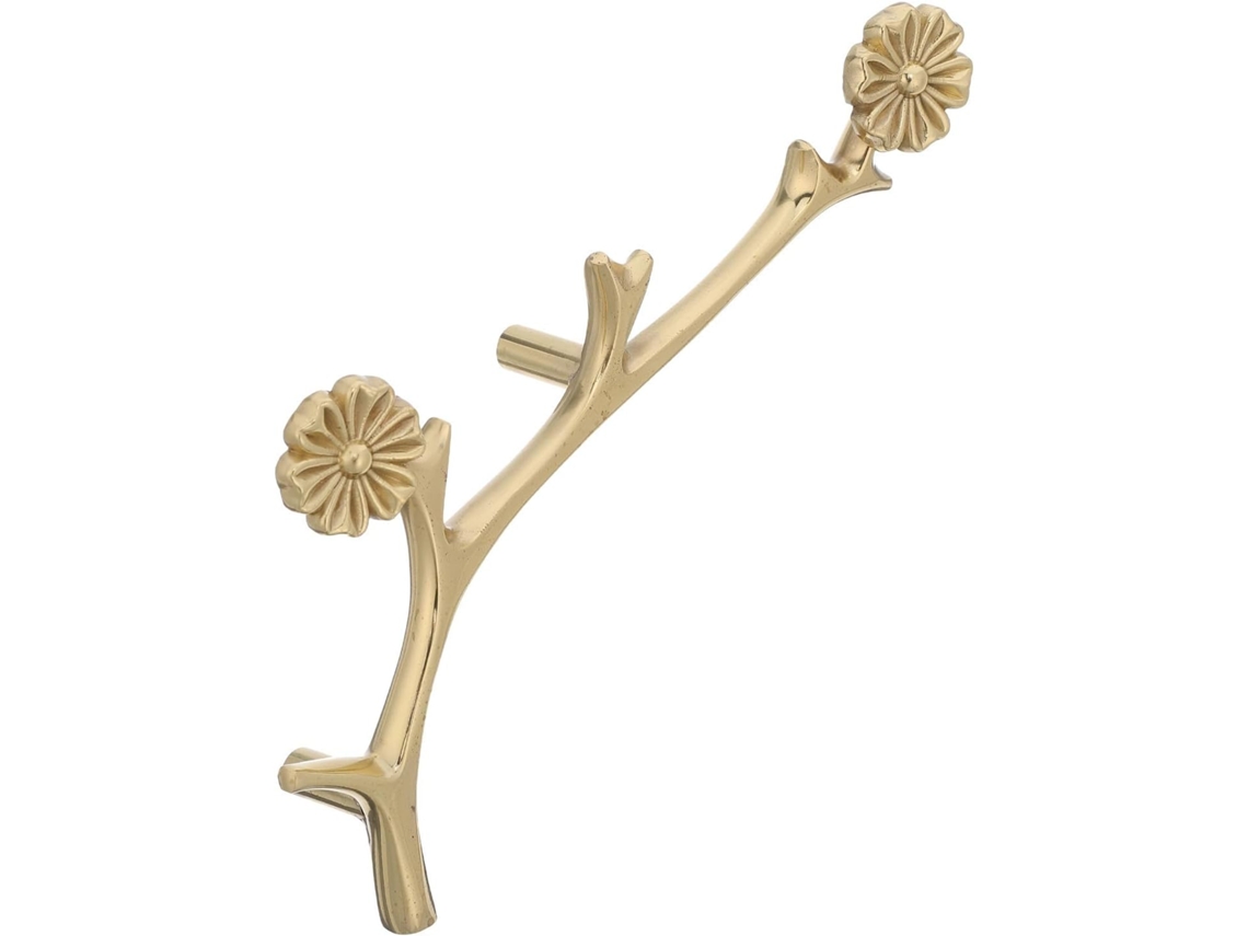 Puxador Vintage Osaladi Em Latão Dourado Com Design De Chifre Veado E Flor Ameixa Para Armários Gavetas, Fácil