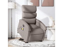 Vidaxl Poltrona Elevatória De Massagens Tecido Cinzento-acastanhado