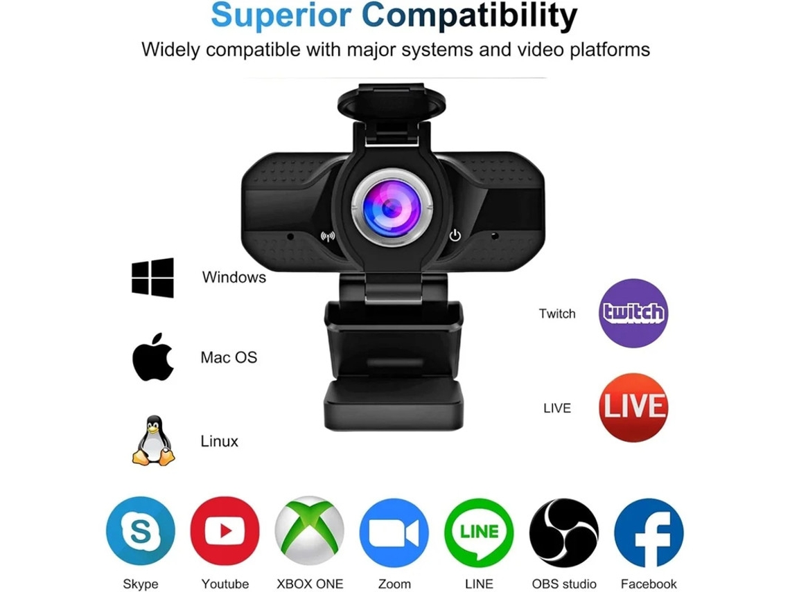 Webcam Hd 1080p Webcam Com Microfone da Câmara De Portátil De Secretária Usb Com Ecrã De 110 Graus Webcam De Streaming Para Chamadas Yizhood