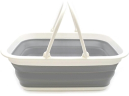 Cesto Dobrável com Alça, Portátil, para Piquenique Ao Ar Livre / Sacola de Compras Dobrável, Organizador Que Economiza Espaço, 8,5 L GOKOCO (1 Cinza)