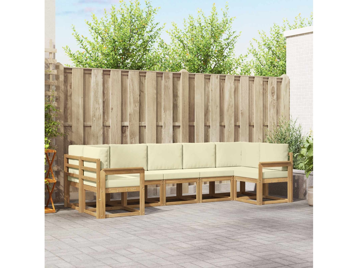 Vidaxl Conjunto De Sofás Para Exterior 7 Unid. Branco E Creme