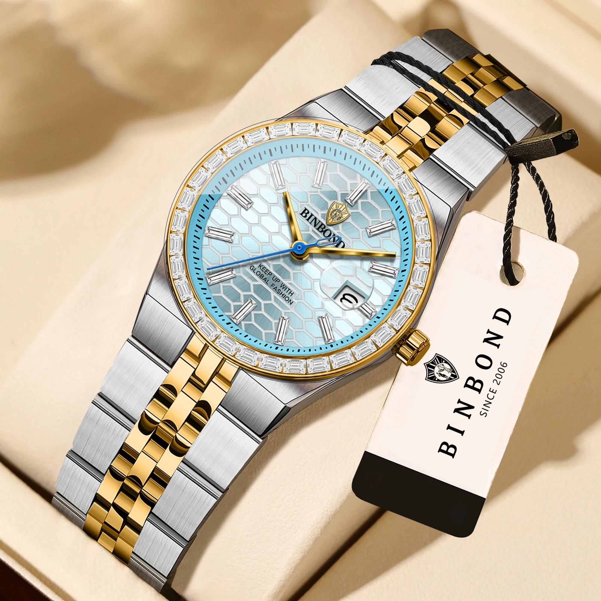 Relógio Feminino Automático À Prova D'água Com Data, Elegante E Casual, Com Mecanismo De Quartzo De Precisão.