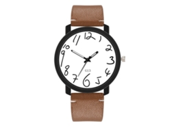 Relógio de Pulso Masculino de Quartzo com Pulseira de Couro Pu Moda Simples Presente Café