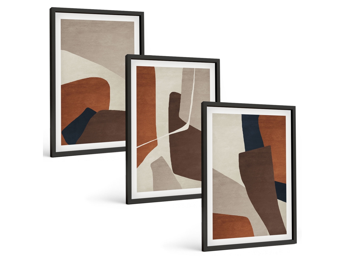 Um Conjunto De Imagens Decorativas Em Uma Moldura Estruturas Abstratas Modernas Moldura Preta Pinturas De Quarto Espelharte (3 Piezas De 40x60 Cm)