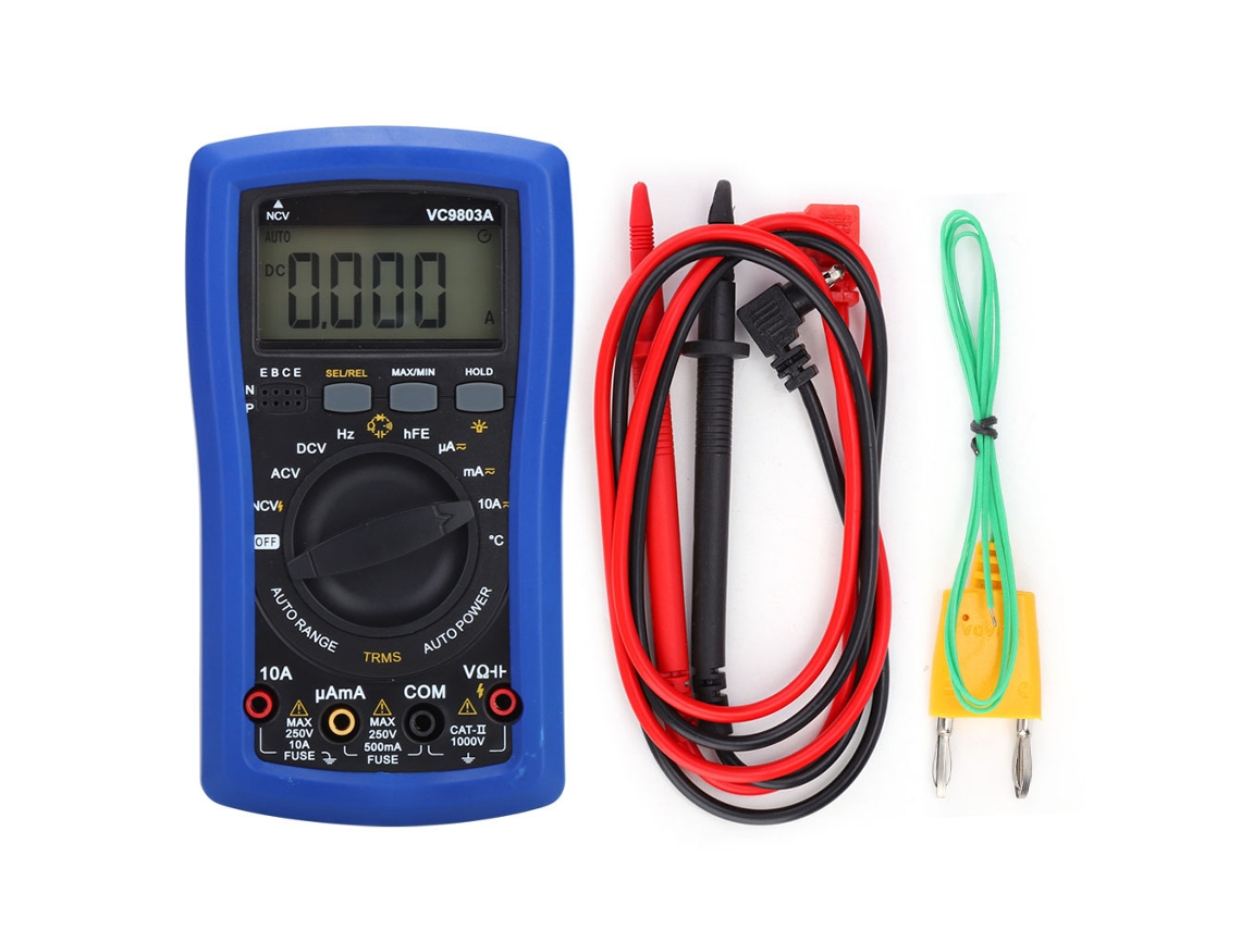 Vc9803a Multímetro Digital Rms Verdadeiro com Intervalo Automático Teste de Tensão Corrente Temperatura