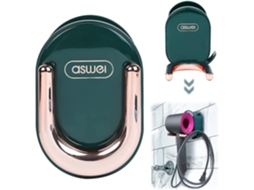 Suporte do Secador de Cabelo Parede Montado Verde, Auto Adesivo Organi Zador Rack GOKOCO