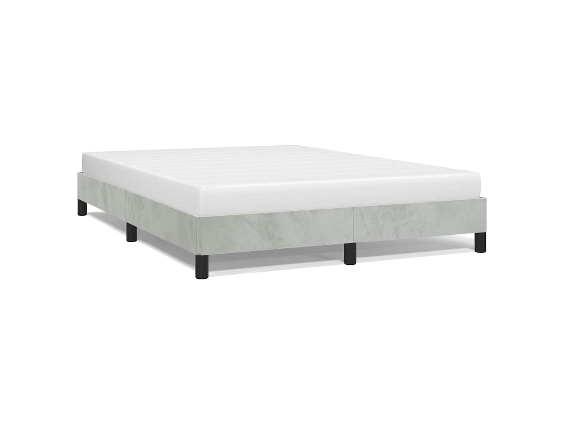 Estrutura de Cama sem Colchão em Cinza Claro 137x190 cm Veludo Tamanho Casal MAISON EXCLUSIVE