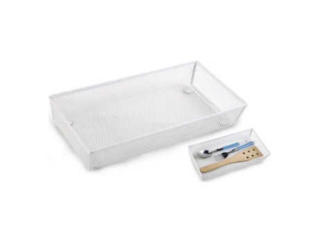 Organizador para Gavetas  Metal Branco - 30,5 x 15,24 x 5,2 cm