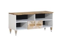 Vidaxl Móvel De Tv 100x33,5x46 Cm Madeira De Mangueira Maciça