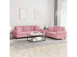 Vidaxl 2 Pcs Conjunto De Sofás Com Almofadas Veludo Rosa