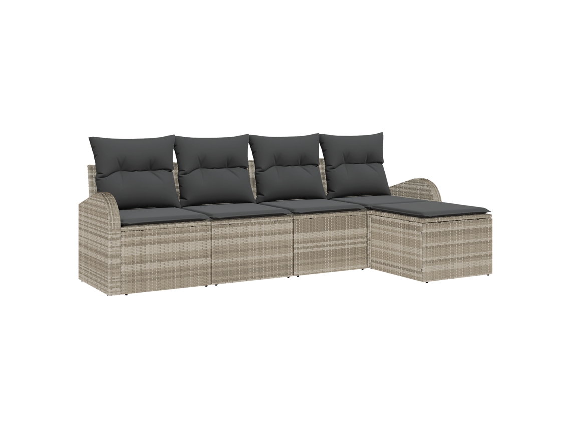 Conjunto 5 Sofá De Jardim Vidaxl Cinzento-claro Vime Pe (124 X 62 X 85 Cm)