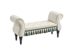 Banco acolchoado banco de assento design vintage até 150kg 117x40x58cm bege BTFORUS