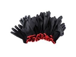 LUVAS DE TRABALHO YURU nylon com revestimento PU, tamanho M, cor preta com listras vermelhas