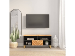 Vidaxl Móvel De Tv 100x33,5x46 Cm Mangueira Maciça Castanho E Preto