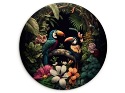 O Quadro Ave - Flores - Plantas - Selva - Preto - Tucano 150x150 Cm