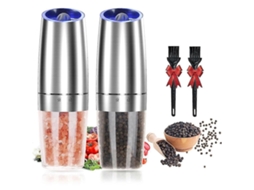 Conjunto de Moedores Elétricos Sal e Pimenta por Gravidade, com Ajuste Moagem, Moedor a Bateria. GOKOCO