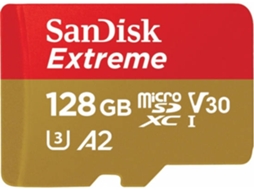 Cartão de Memória MicroSDXC SANDISK 128GB + SD Adapter + Rescue Pro Deluxe 160MB/s A2 C10 V30 UHS-I U3