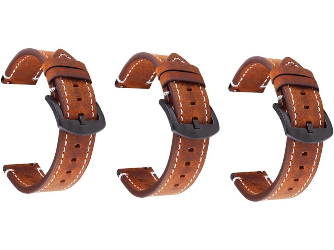 Conjunto De 3 Pulseiras Couro Genuíno Para Relógios Inteligentes