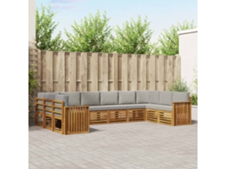 Vidaxl Conjunto De Sofá Sectional 10 Pcs Cinza Natural E Claro