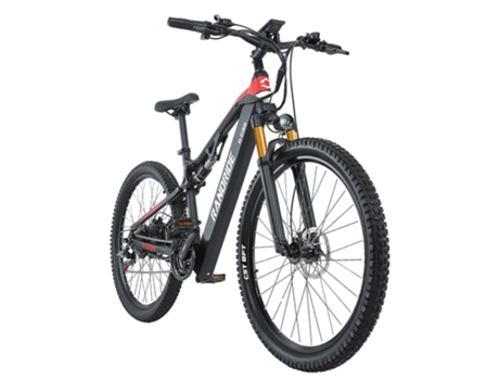 Bicicleta de Montanha Eléctrica 1000W RANDRIDE Yg90Preto com Travões e Forquilhas Hidráulicos/Bateria 48V 17Ah/Suspensão Total