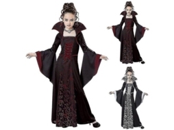 Traje De Vampiro Para Meninas Disfraz De Halloween Carnaval Festa Performance Talla 110-150cm Negro Blanco 120cm