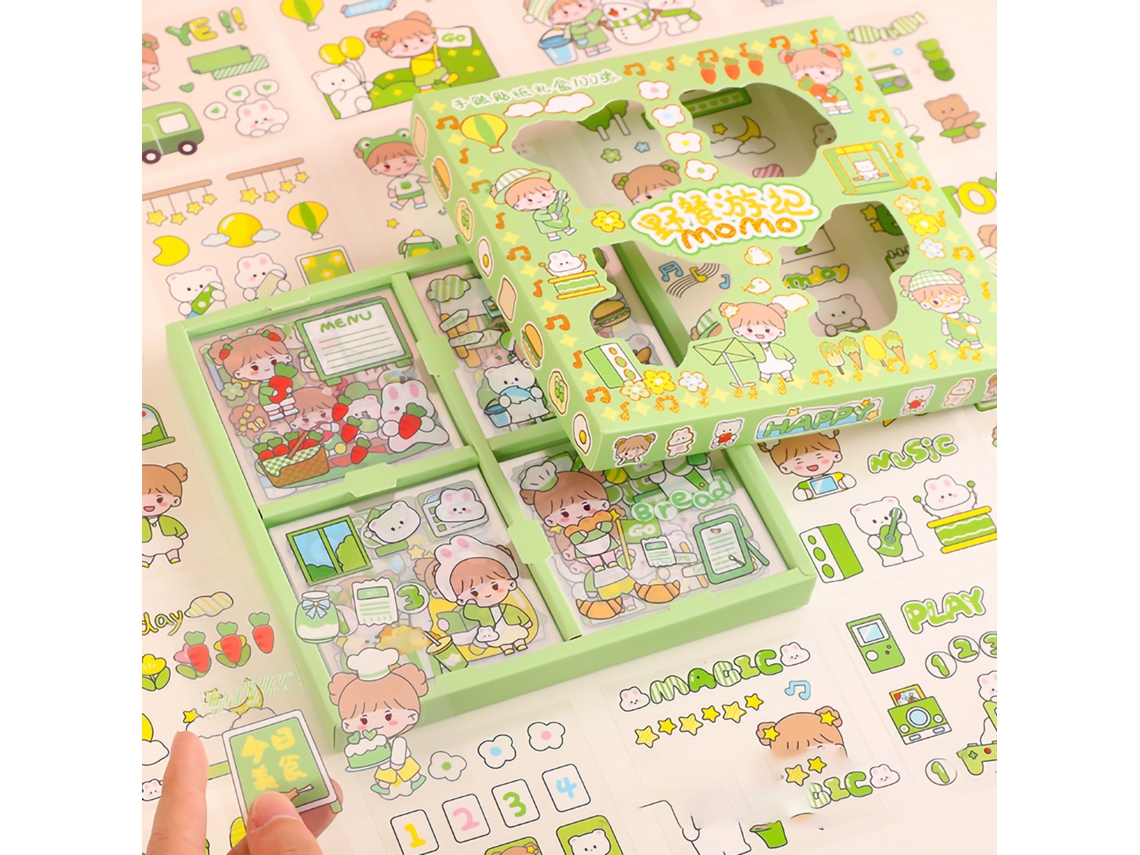 100 Adesivos Caderno Desenhos Animados Diy Piquenique Viagens Pet Impermeável Scrapbooking