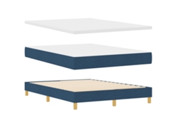 Conjunto 1 Cama Box Vidaxl Azul Tecido (190 X 140 Cm)