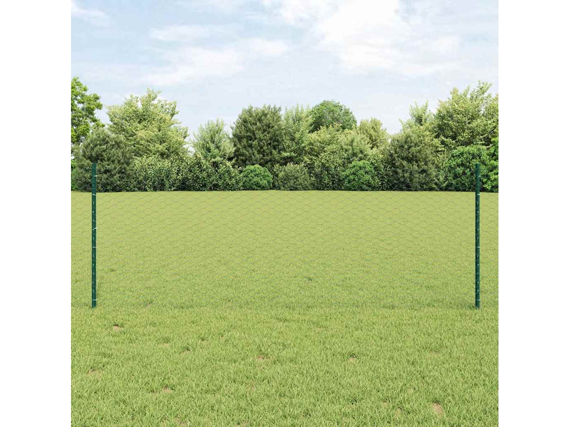 Vidaxl Cerca Hexagonal Com Poste 10 X 0,8 M Aço Revestido De Pvc Verde