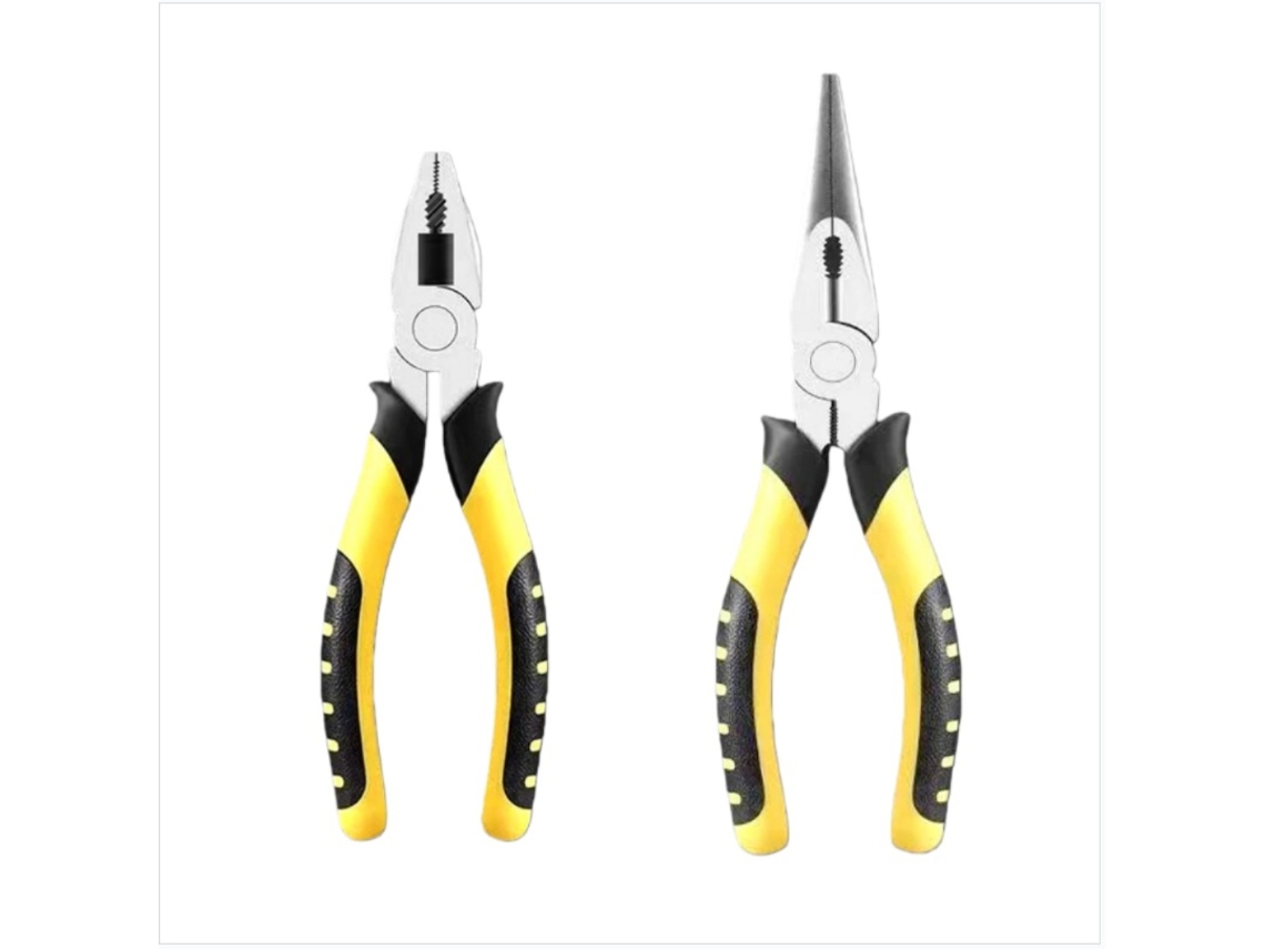 Alicate Universal De 15 Cm E Bico Longo 20 - Cabo Em Tpr Amarelo/preto, Para Uso Doméstico Elétrica -aquaforge