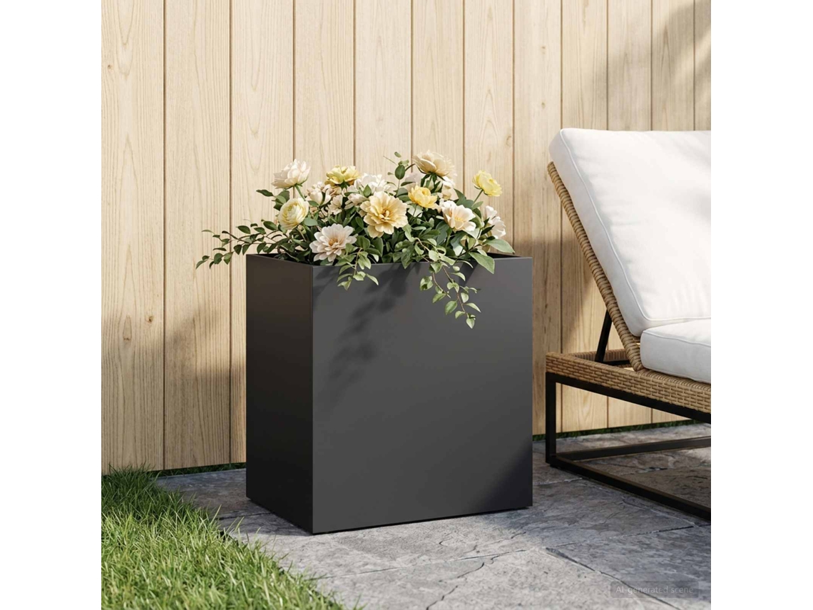 Vidaxl Vaso De Jardim Preto 50 X 30 X 50 Cm Aço Laminado A Frio