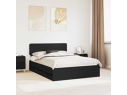 Vidaxl Estrutura Da Cama Preto 140 X 190 Cm Madeira Engenheirada