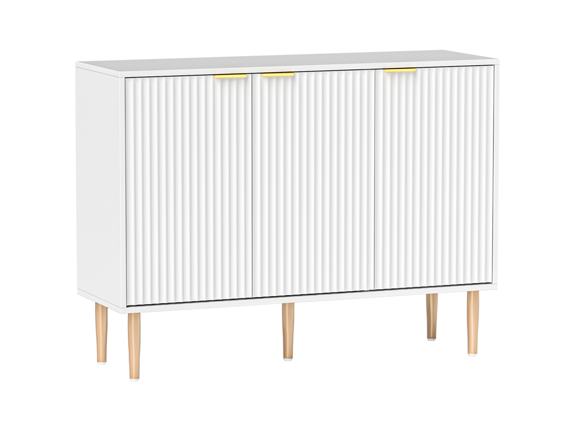Aparador Melamina de Madeira Cor Branco 107x35x80 cm Homcom