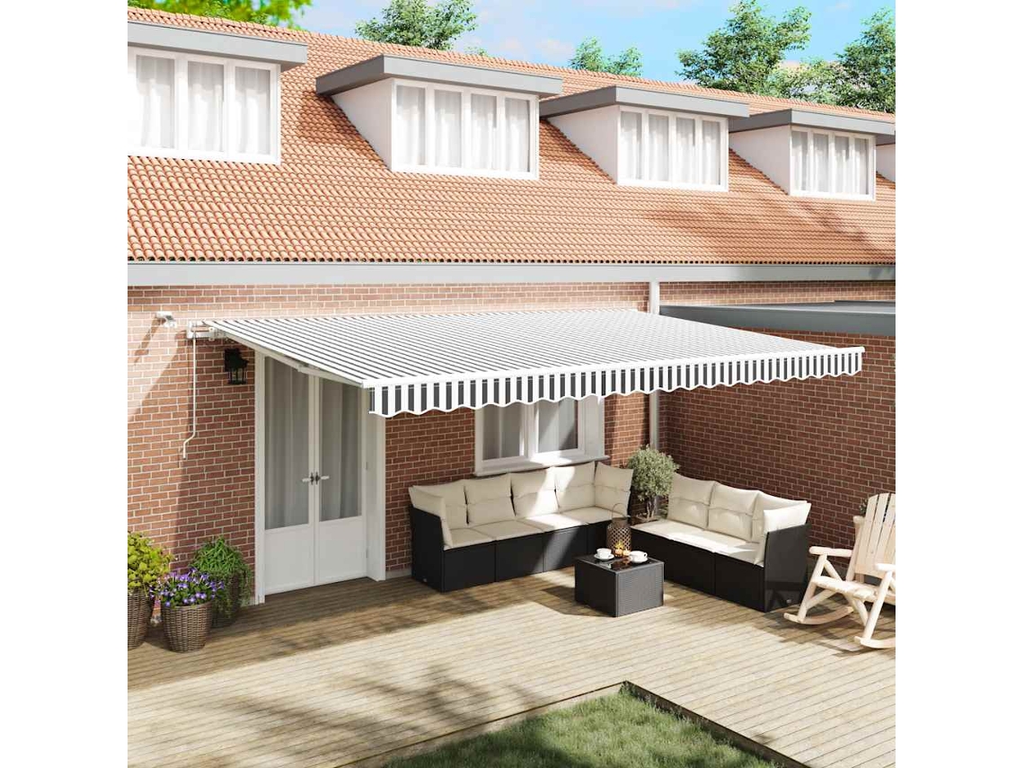 Vidaxl Toldo Retrátil Automático Com Led 500x300 Cm Antracite/branco