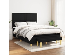 Cama Com Molas/colchão 140x190 Cm Tecido Preto