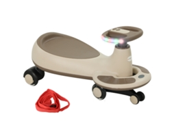 Carrinho Gira Gira Para Crianças Carrinho Wiggle Com Guiador Para Pais Música Luz E Espaço De Armazenamento 69x31x69 Cm Cáqui