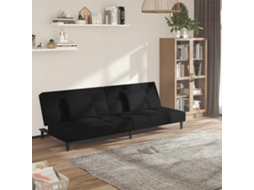 Vidaxl Sofá-cama 2 Lugares Com Duas Almofadas Veludo Preto