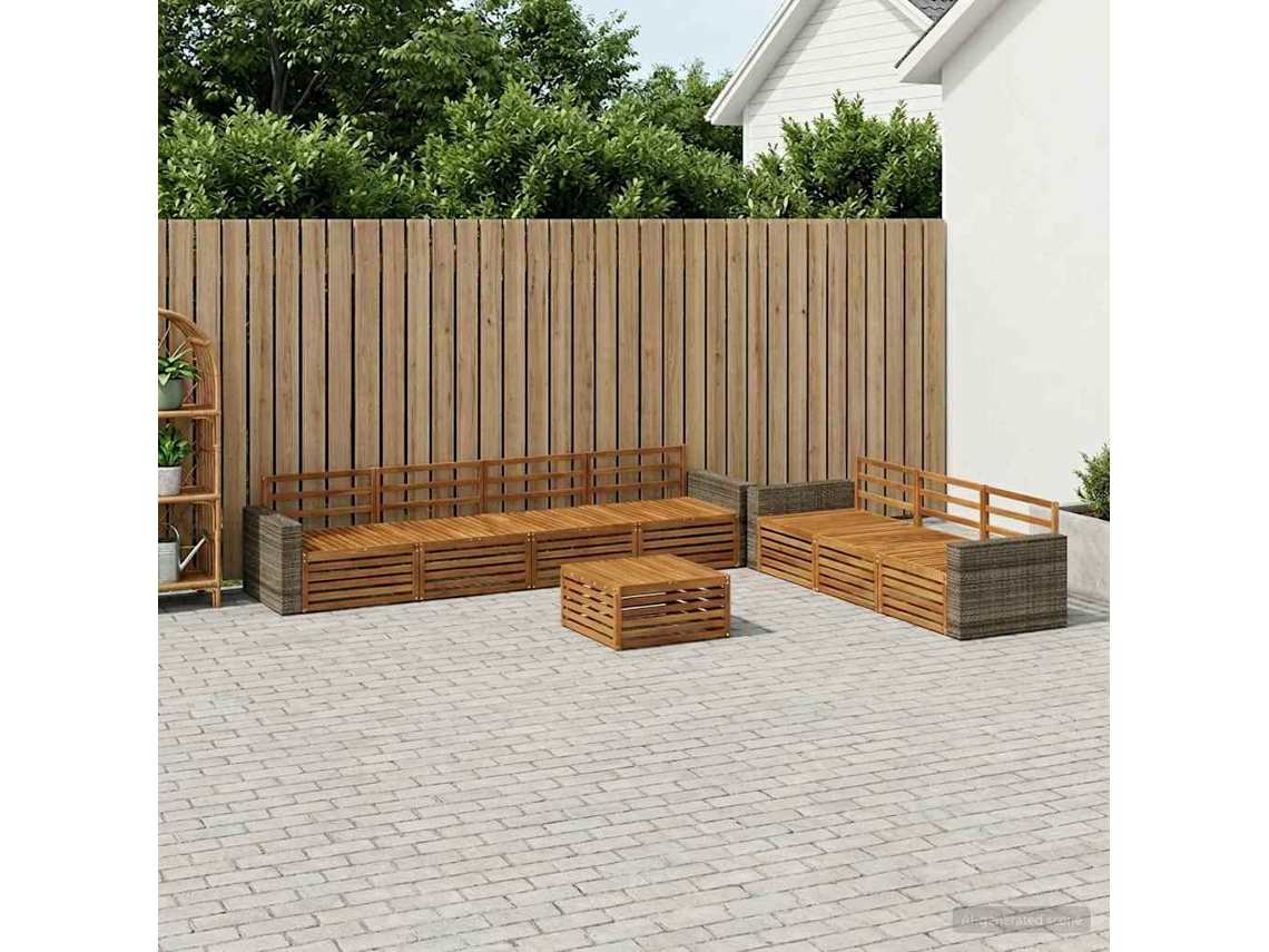 Vidaxl Conjunto De Sofás Para Exterior 8 Unid. Natural