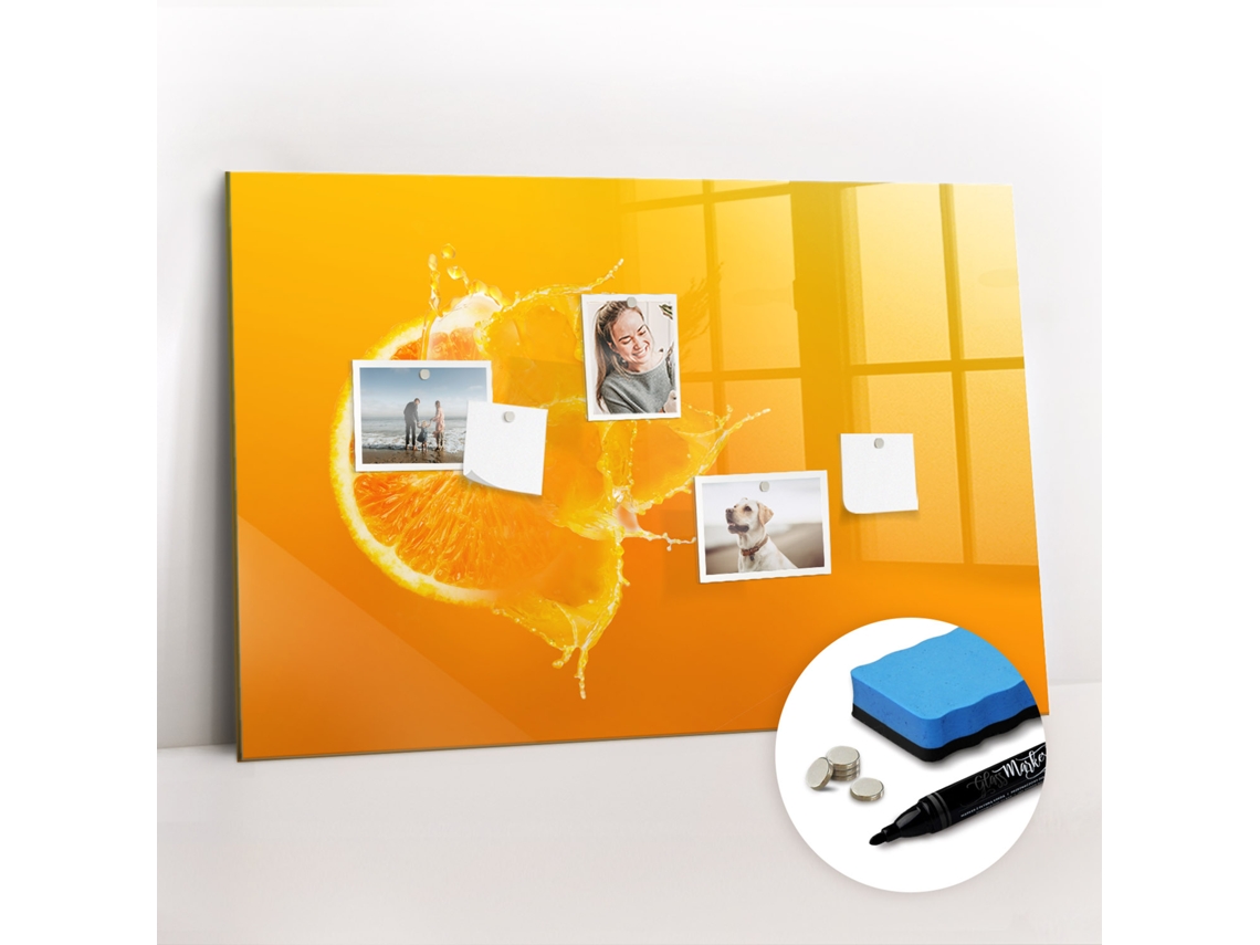 Quadro Magnético Decorativo Laranja Para O Escritório Espelharte (90x60 Cm)